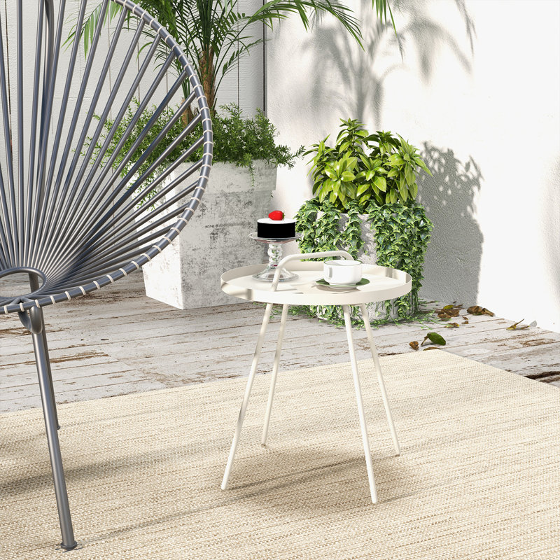 Table d'appoint en acier inoxydable Gurtrude, Blanc