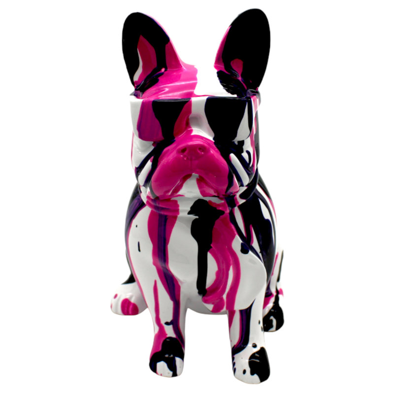 Hannahlynn Pink Graffiti French Bulldog with Glasses - 8" tall