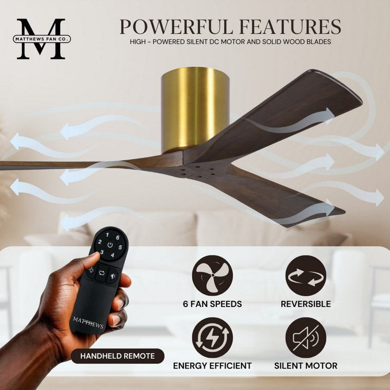 Irene Ceiling Fan, Brushed Brass, Walnut Tone, 60"