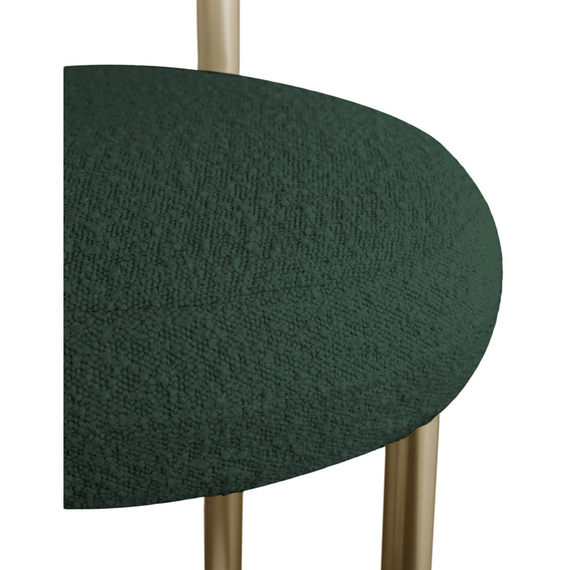 Hurlston Upholstered Counter Stool with Metal Frame, Green Boucle Fabric