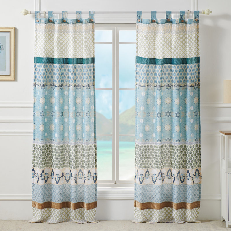 Greenland Fashion Homes Thalia Blue Window Treatments, Blue/Brown/Green