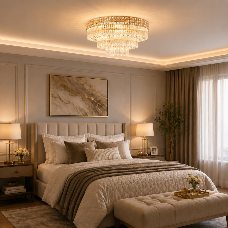 Luminaire encastré en cristal de luxe moderne à DEL encastré 31,5 "avec télécommande