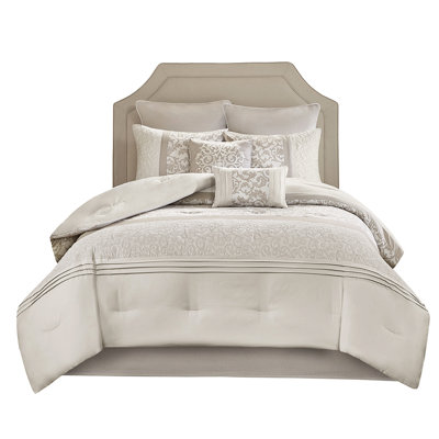 8 Piece King Bedroom Comforter - And Embroidered, Embroidered , Filling