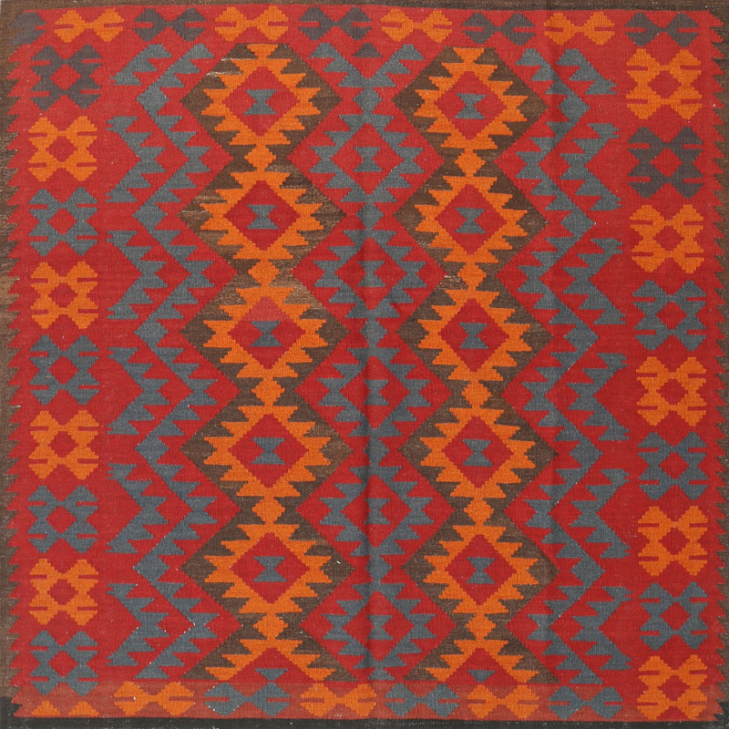 Tapis brun/noir/crème traditionnel, Carré 7 pi