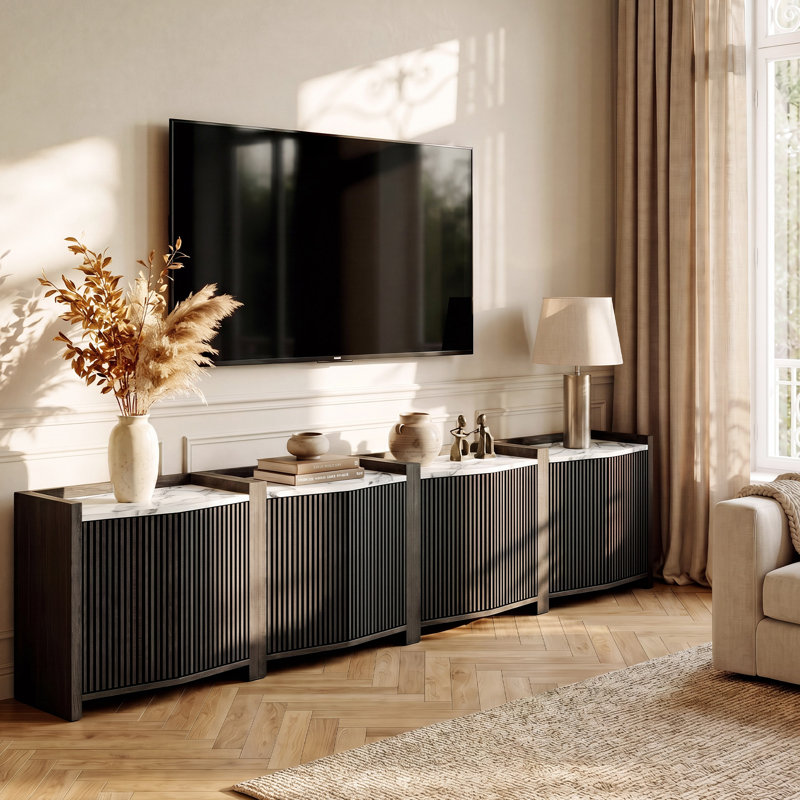 Buffet 35 po avec rangement, ensemble de 4, ébène