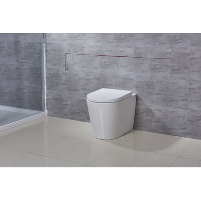 Toilette allongée murale à double chasse avec chasse d'eau à haut rendement (siège inclus)