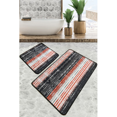 Ensemble de luxueux tapis de bain (2 pièces) en polyester antibactérien de 23,6 po x 39,4 po et de 19,7 po x 23,6 po | Poils doux de 0,4 po de hauteur, dessous antidérapant, lavable à la machine | Idéal pour le confort et la sécurité de la salle de bain