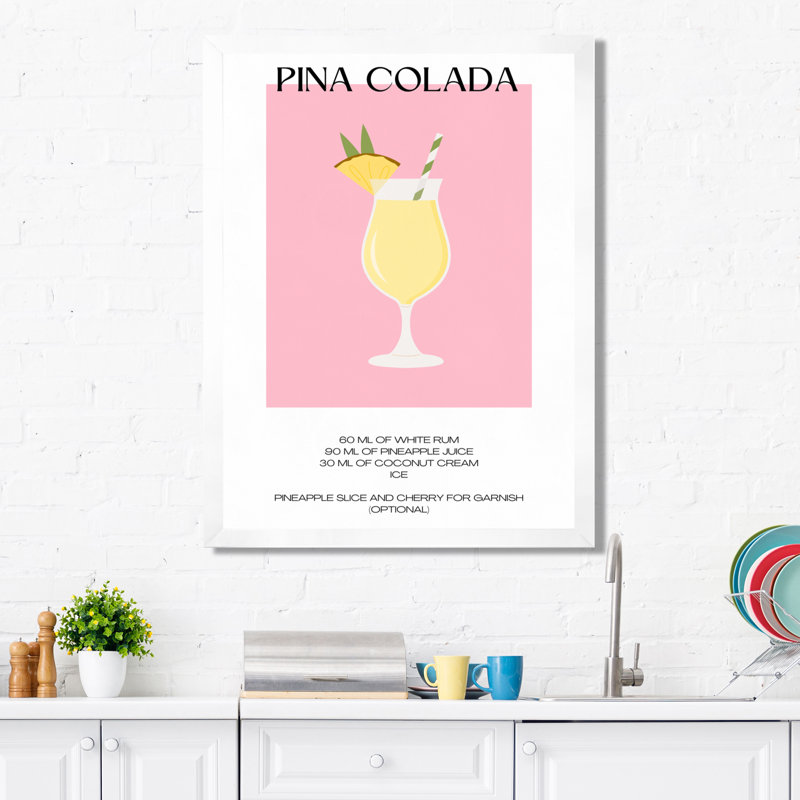 Pina Colada Cocktail Party - Décoration murale cocktails, Cadre photo blanc, H 32 po x l 24 po