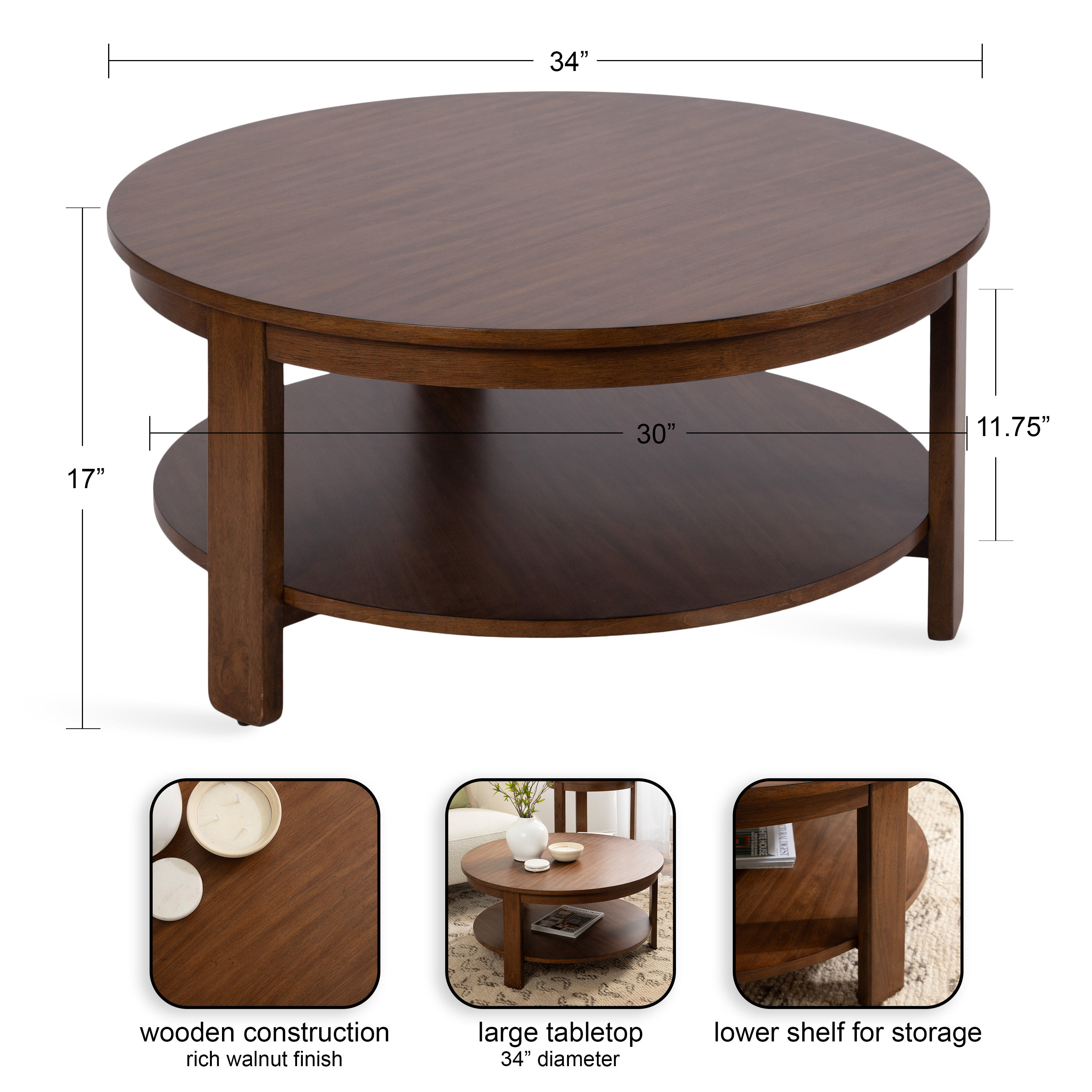 Aamnah Prayash Tiered Round Living Room Coffee Table