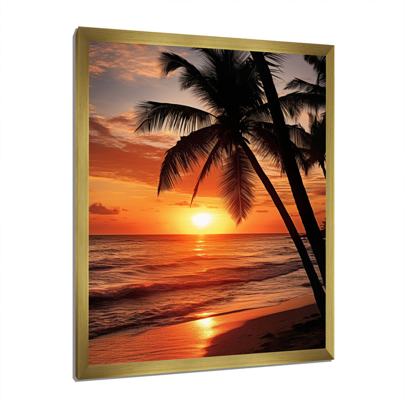 «Beach Photo Sunset Serenade II», reproduction sur toile, L 12 po x H 20 po, Encadrement doré