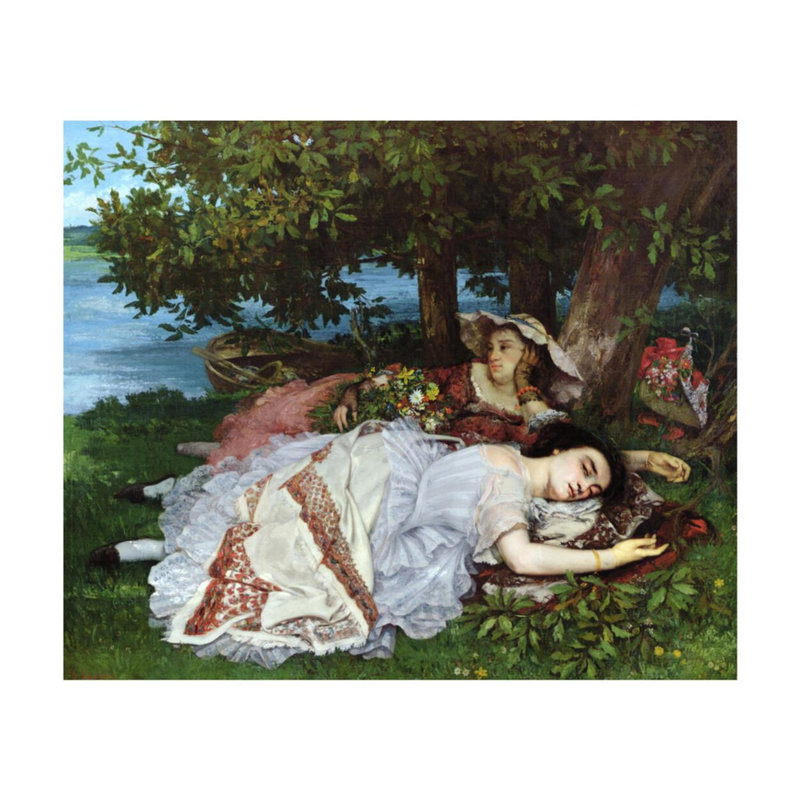 «Girls on the bords of the seine» par Gustave Courbet, impression giclée, H 16 po x l 20 po