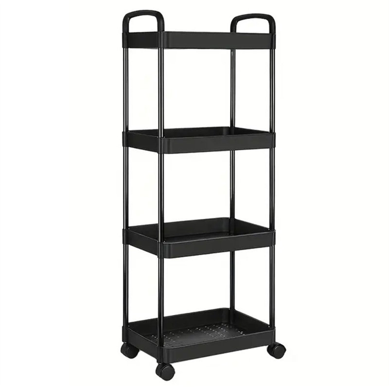 4-Tier Plastic Rolling Utility Cart with Handle