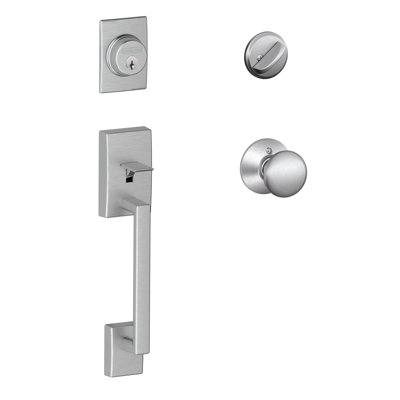 Jeu poignées century avec un bouton de verrou et de plymouth et rosette de porte à cylindre simple
