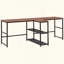 Bureau Bureau d'ordinateur pour deux personnes avec tablettes de rangement, poste de travail double avec étagère à livres