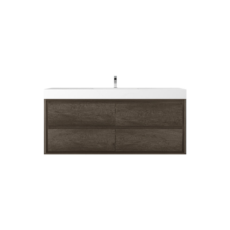 Azden 60" Wall-Mounted Single Bathroom Vanity Set, Smoke Oak