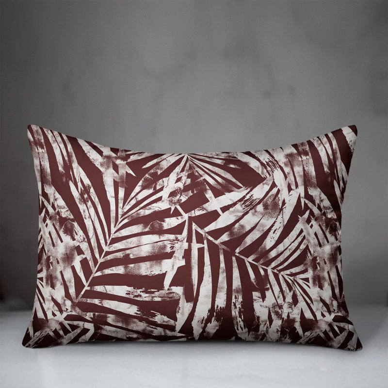  Coussin décoratif floral intérieur / extérieur en polyester, H 14 po x l 20 po, Marron