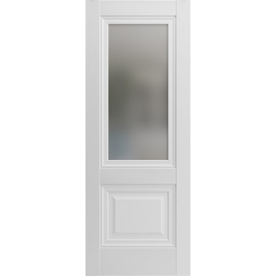 Panneau de porte de grange à dalle | Soie blanche Lucia 8822 avec verre givré | Portes intérieures robustes avec finition | Pochette coulissante