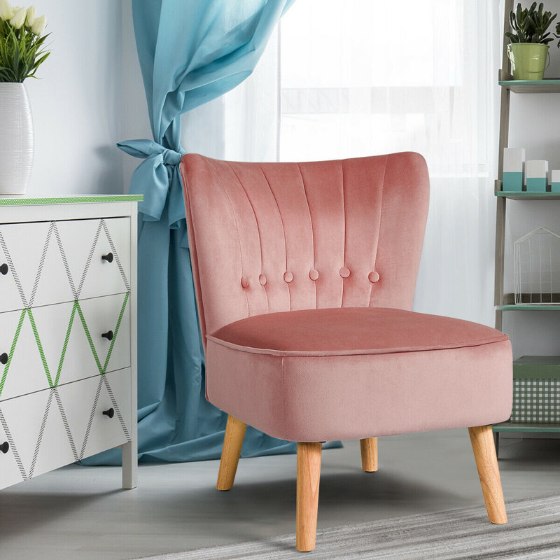 Herron Velvet Side Chair, Pink Velvet