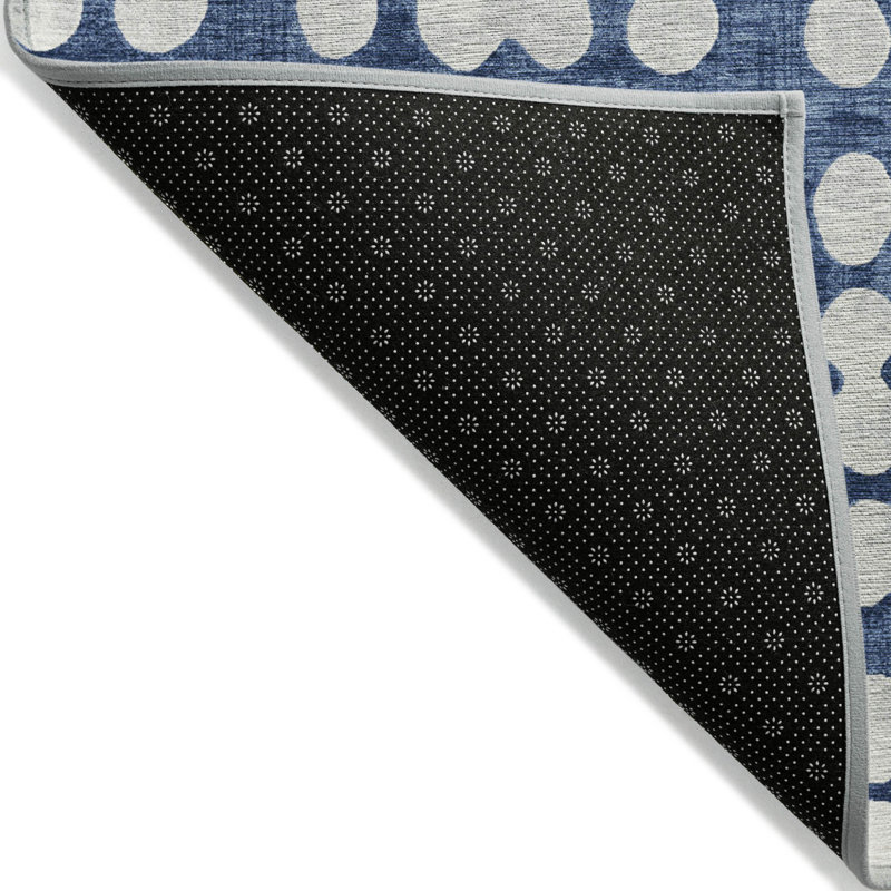 3' X 5' Navy Blue And Ivory Abstract Washable Indoor Outdoor Area Rug