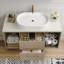 Meuble-lavabo mural moderne 38,2 po avec lavabo ovale en céramique, conception flottante, armoire en bois multi-couches, tiroirs à fermeture en douceur, tablette ouverte-2107834122-2107834124-2107834125