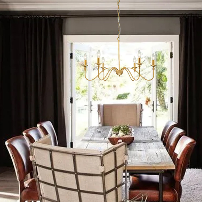 Enspijk 6-Light Dimmable Classic/Traditional Iron Chandelier, Gold