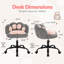 Chaise de coiffeuse à roulettes motif patte de chat - Chaise de maquillage/travail pivotante à 360° et réglable en hauteur, sans accoudoirs - Chaise d'ordinateur à roulettes mignonne en tissu rembourré pour petits espaces - Couleur : Gris et rose-908288190