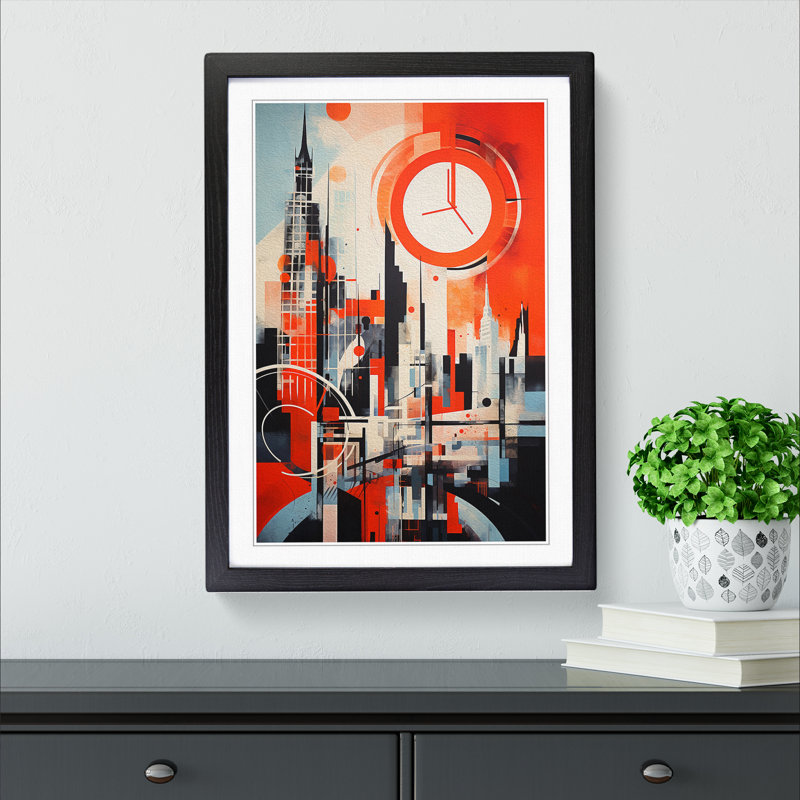 XYZ-FRM-V1223-4309 London Constructivism - Single Picture Frame Print on Wood, Black, 64cm H x 46cm W x 2cm D
