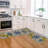 Blue Floral Lemons Kitchen Mats - Blue - Set Of 2 Low-Profile Floor Rugs, 17X29 & 17X47 Inch, Spring Home Decor