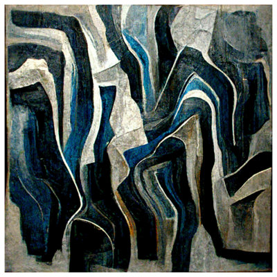 Blue Abstract Shapes Quilted Bedspread All Sizes