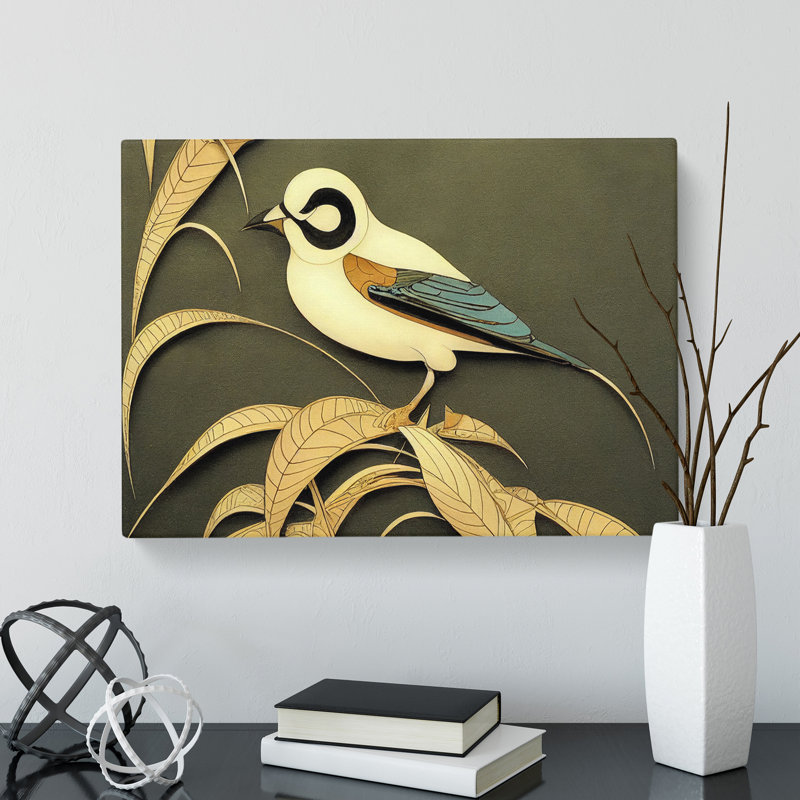 Evocative Bird Art Deco - Wrapped Canvas Print