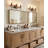 21"W 3-Light Aged Bronze and Distressed Oak Finish Bathroom Vanity Light Fixture