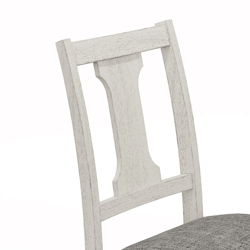 2 chaises d'appoint de salle à manger blanches et grises, profondeur de siège de 16,5 po, garniture en lin et 2 grises, finition grain naturel