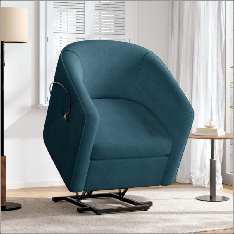 Power Lift Recliner Barrel Shape Recliner Chair Lift Assist Reclining Chair Electric Lift Chair With Footrest And Side Pocket For Seniors