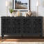 Buffet antique 60 "avec sculptures florales et tablettes réglables-486672582