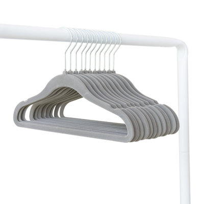 Ensemble de 30 cintres antidérapants en velours pour bébé 3 pousses - gris foncé