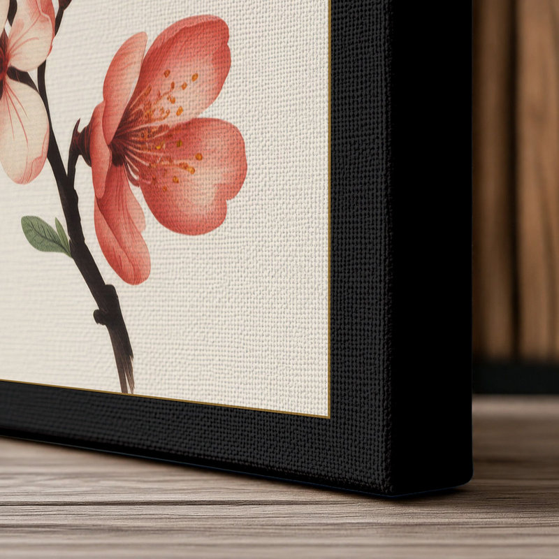 Flowering Branch Study Botanical - Wrapped Canvas, 24x16 - 61.0 x 40.6 cm, Black Border