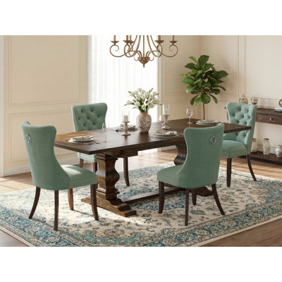 L'ensemble de table de salle à manger 5 pièces contient une table rectangulaire en bois avec rallonge amovible et 4 chaises, Jacobean