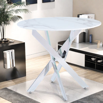 Tables de salle à manger modernes en granit, structure en fer argenté durable, décoration intérieure élégante
