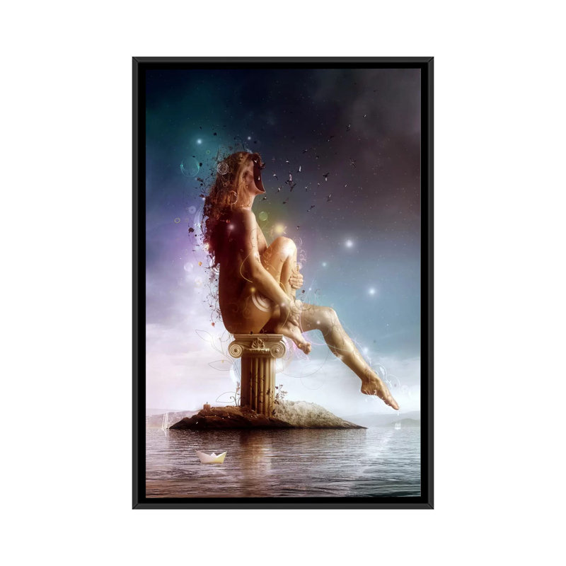 «Absent Minded», impression sur toile, H 26 po x l 18 po x P 1,5 po, Toile avec cadre noir, Pas de tapis