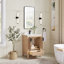 Ensemble de meuble-lavabo à simple cuve 24 po en chêne naturel avec plateau en pierre blanche à grain blanc-1930349674-1930349672