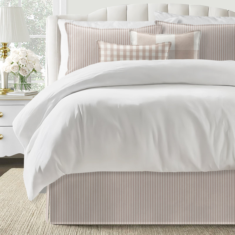 Walker Stripe Bedskirt, Full, Natural