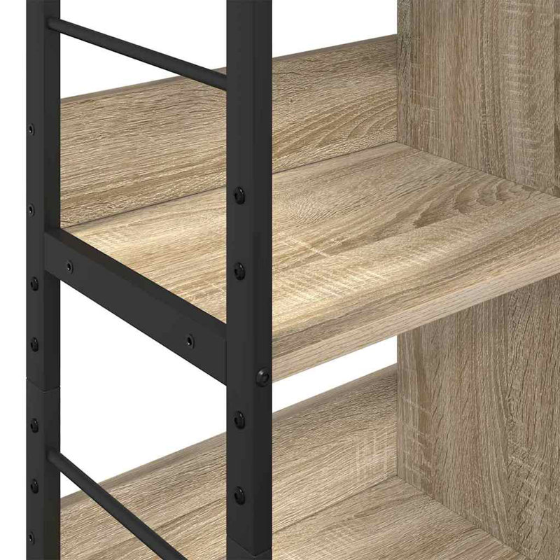 82cm W Steel Etagere Bookcase, Sonoma Oak, (3 Shelves) 112cm. H x 82cm. W x 32cm. D