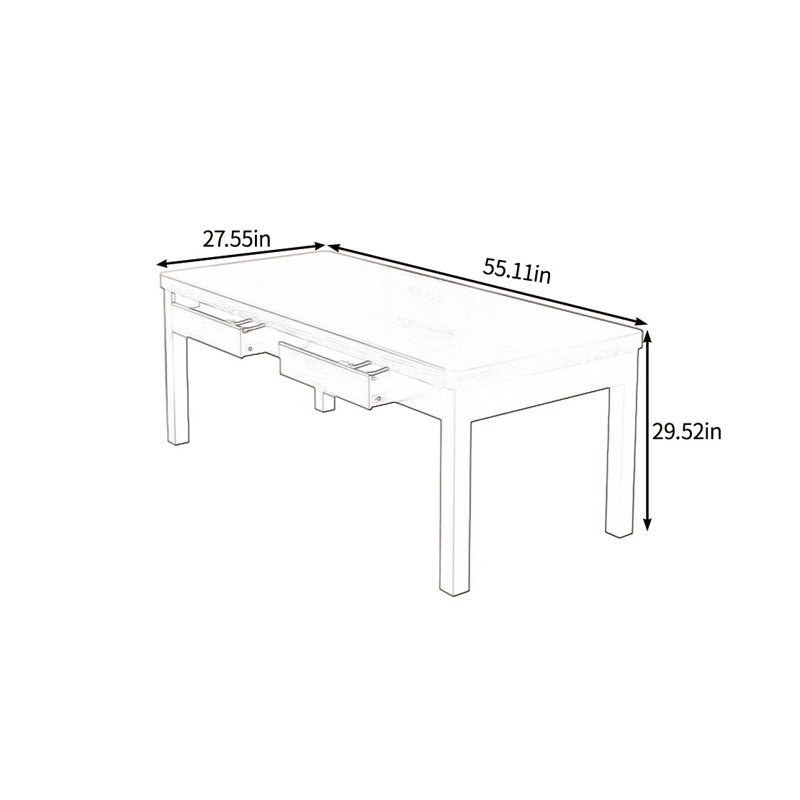 Table de salle à manger multifonctionnelle en bois massif, H 29,52 po x L 55,11 po x l 27,55 po