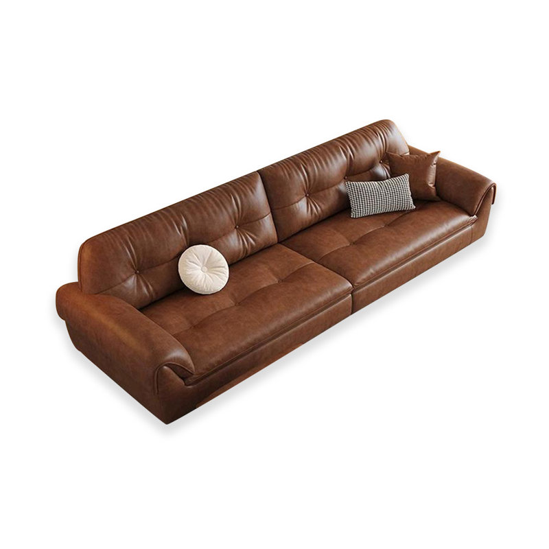 Canapé modulaire brun en cuir véritable, 4, H 33,46 po x l 110,24 po x P 37,8 po