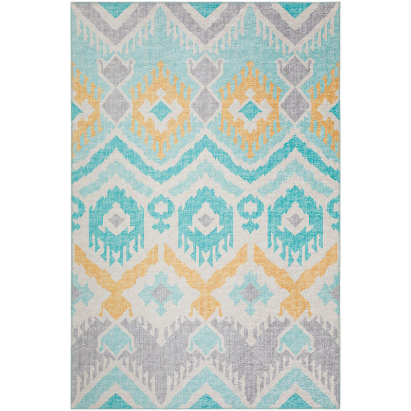Chenille Washable Ikat Indoor / Outdoor Rug, Rectangle 8' x 10'