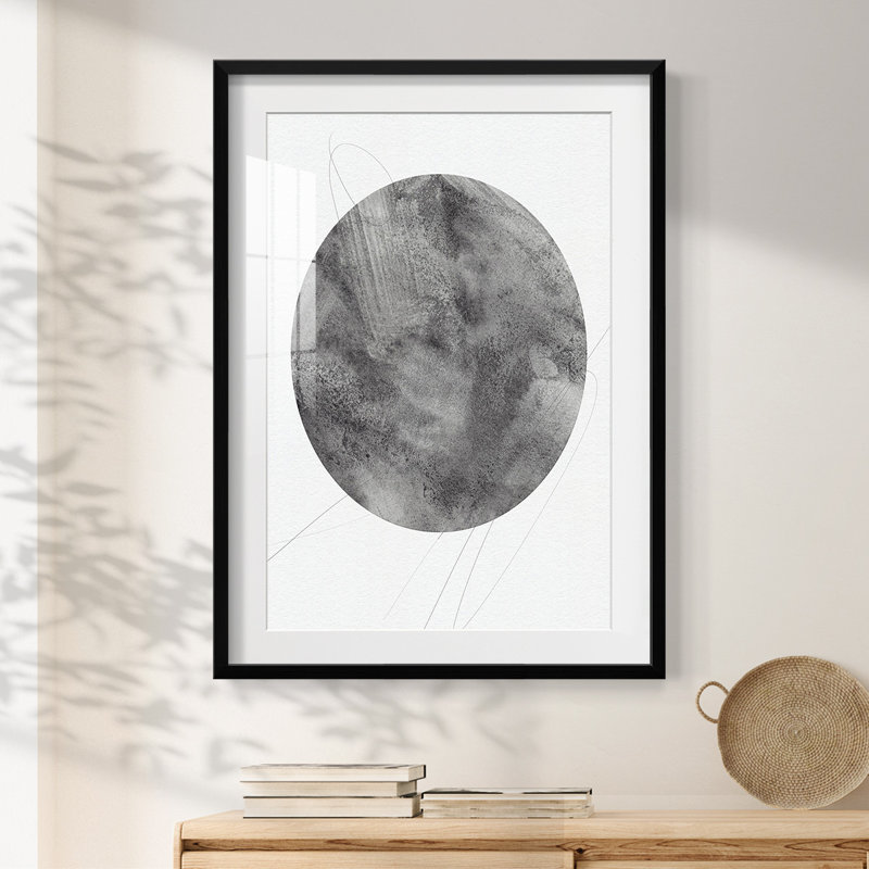 Graphite Moon II - impression encadrée, H 28,5 po x l 20,5 po, Noir
