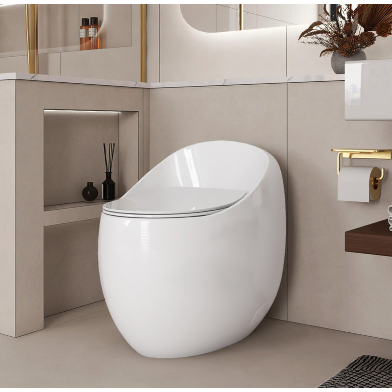 High - Quality Glossy Egg - Shape Toilet | Single Flush, Modern Design for Stylish Bathrooms, White