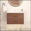 Meuble-lavabo mural 30 po brun rougeâtre avec tiroirs à fermeture en douceur, durable et élégant