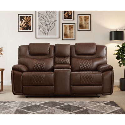 78"  Leather Manual Reclining Loveseat Sofa, 2-Seater Recliner Couch With Storage And Cupholders