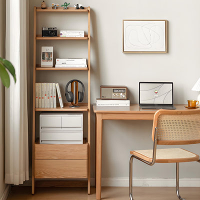 Modern Minimalist Natural Wood Color Solid Wood Trapezoidal Storage Side Table